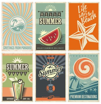 Vector set of summer vacation cards and banners