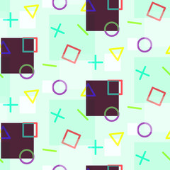 Seamless pattern with colorful simple geometric elements.  Contrast texture for textile, wrapping paper, background, wallpaper, cover, banner, surface