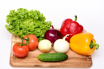 diet concept, fresh vegetables on cutting board