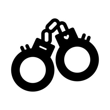 Sex Handcuffs Simple Vector Icon. Black And White Illustration Of Sex Bdsm Toy. Solid Linear Sexshop Icon.