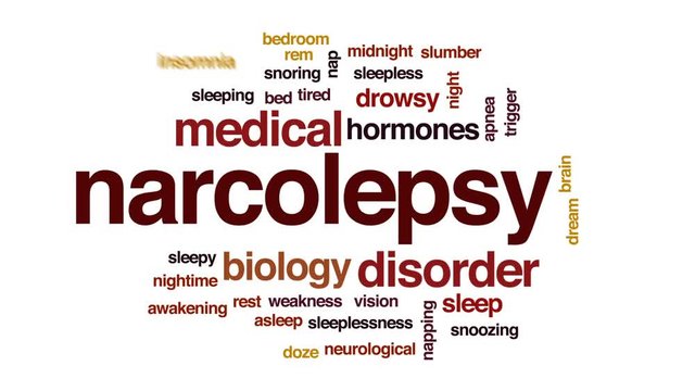 Narcolepsy animated word cloud, text design animation.