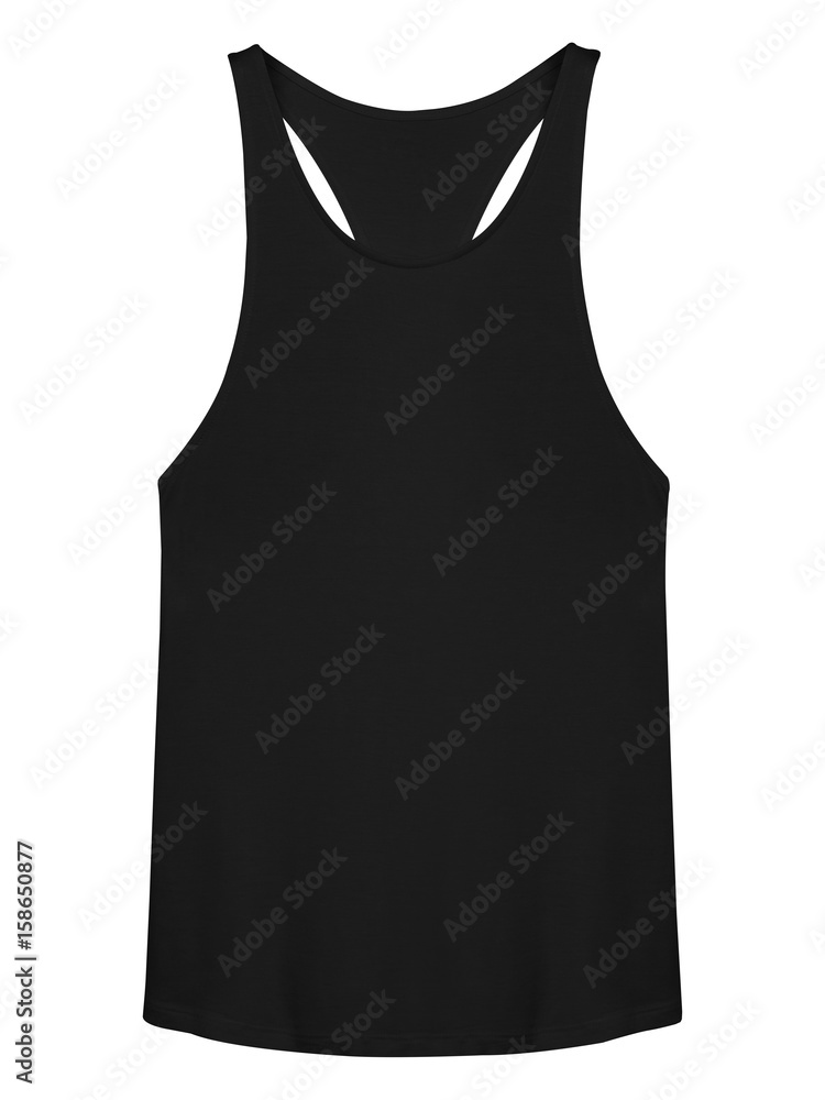 Canvas Prints Black sleeveless T-shirt isolated on white