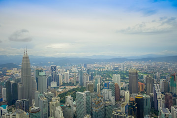 Fototapeta na wymiar Beautiful view of Kuala Lumpur from Menara Kuala Lumpur Tower, a commmunication tower and the highest viewpoint in the city that is open to the public