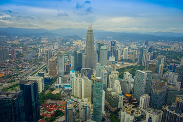 Fototapeta na wymiar Beautiful view of Kuala Lumpur from Menara Kuala Lumpur Tower, a commmunication tower and the highest viewpoint in the city that is open to the public