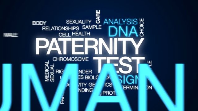 Paternity test animated word cloud, text design animation.
