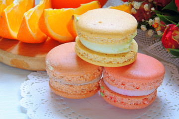 Macaroons and flowers roses