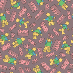 Seamless pattern with characters and blocks