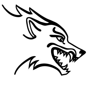 Vector illustration of wolf head black and white 