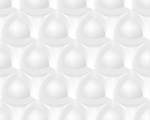 Abstract white structure with geometric elements. Seamless three-dimensional pattern. Realistic light and shadow.