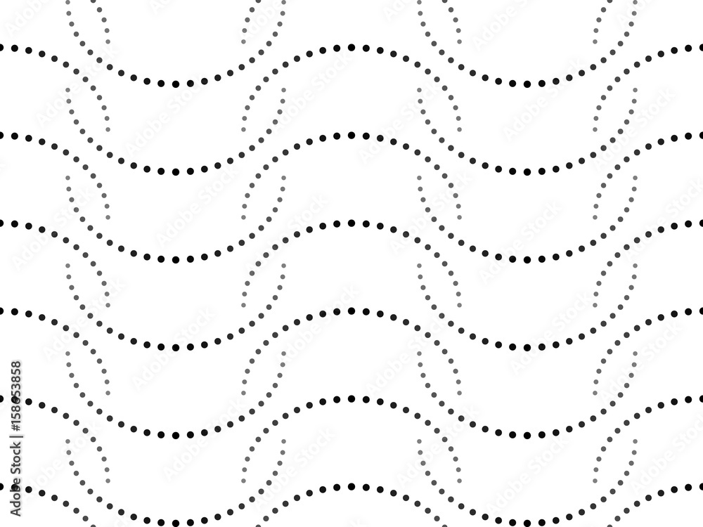 Poster abstract seamless pattern of dots and semitones. wavy smooth change of parameters.