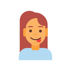 Profile Icon Female Emotion Avatar, Woman Cartoon Portrait Happy Smiling Face Showing Tongue Vector Illustration