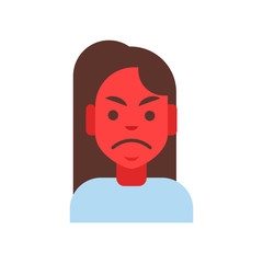 Profile Icon Female Emotion Avatar, Woman Cartoon Portrait Angry Red Face Vector Illustration