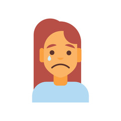Profile Icon Female Emotion Avatar, Woman Cartoon Portrait Sad Face Crying Vector Illustration