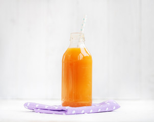 Orange juice is delicious. The concept of beverages, health food and vegetarian.