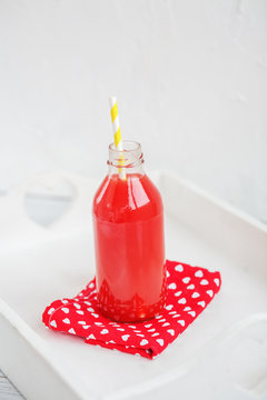 Strawberry juice. The concept of beverages, health food and vegetarian.