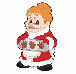 Cartoon grandmother with a tray