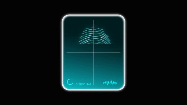 Fingerprint scan in wearable device. UHD 4K video. Include PNG + Alpha channel.
