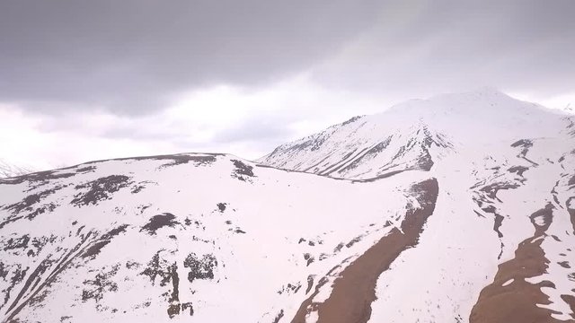 Mount Kazbek view from Stepantsminda town in Georgia