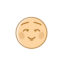 Smiling Cartoon Face Closed Eyes Positive People Emotion Icon Vector Illustration