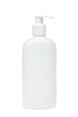 White cosmetic bottle with dispenser isolated
