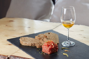 beef tartar with avocado and tomatoes