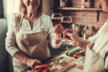 Old couple in kitchen