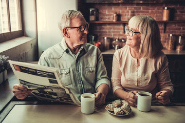 Senior couple in kitchen