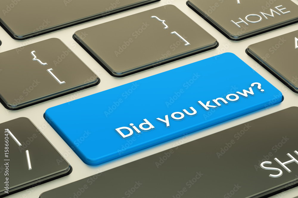 Poster did you know? button on keyboard. 3d rendering