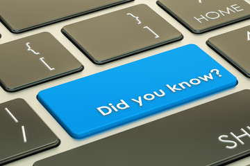 Fototapeta premium Did you know? Button on keyboard. 3D rendering