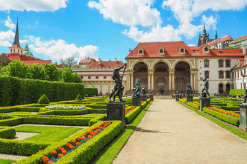 View of the Baroque Wallenstein Palace in Malá Strana, Prague, currently the home of the Czech...