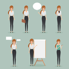 Set of business woman in occupation. Illustration vector.