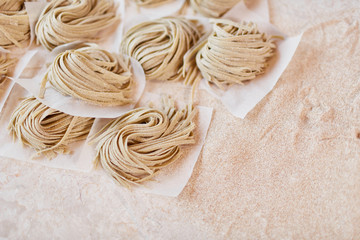 Close-up taglatelle pasta