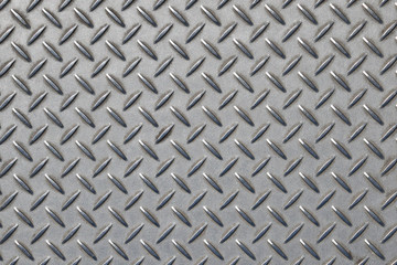 Anti slip gray metal plate with diamond pattern
