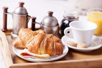 breakfast tray on bed