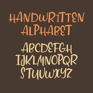 Alphabet uppercase letters. Vector font. Modern calligraphy. Isolated on white.