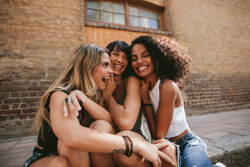 Group of friends having fun in the city