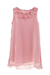 Romantic chiffon dress with pleated back and butterflies