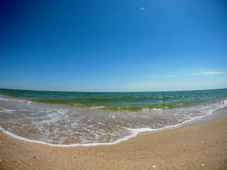Fototapeta na wymiar Beach and waves on the Black Sea, Odessa