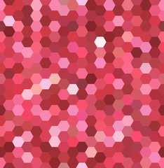 Abstract seamless background consisting of red, pink hexagons. Geometric design for business presentations or web template banner flyer. Vector illustration