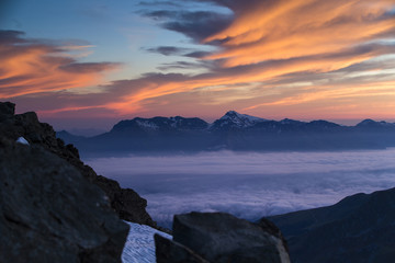 Fototapeta na wymiar mont fort verbier sunrise
