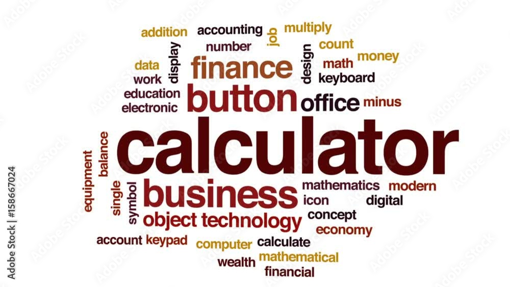 Poster calculator animated word cloud, text design animation.