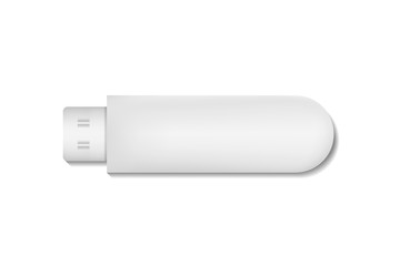 Vector isolated realistic USB flash drive blank template for covering and decoration on the white background.