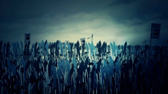 Japanese Army Marching to Battle Carrying Kamon Crest Symbols