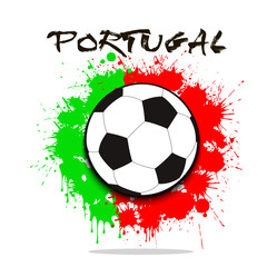 Soccer ball against the background of the Portugal flag