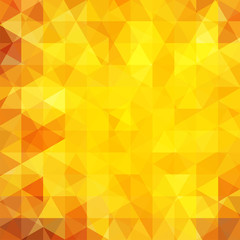 Abstract mosaic background. Triangle geometric background. Design elements. Vector illustration. Yellow, orange colors.