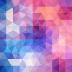 Fototapeta premium Abstract background consisting of pink, orange, white, blue triangles. Geometric design for business presentations or web template banner flyer. Vector illustration