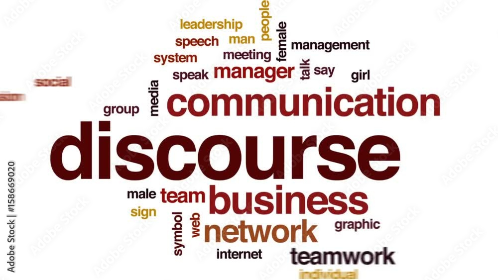 Aufkleber discourse animated word cloud, text design animation.