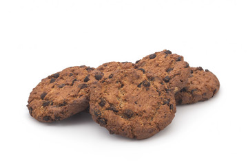 Biscuits with chocolate on a white background