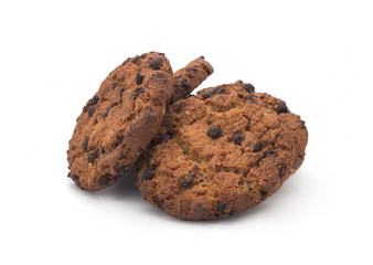 Biscuits with chocolate on a white background
