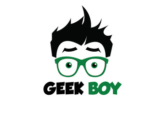 Green Geek Boy Logo Illustration Design